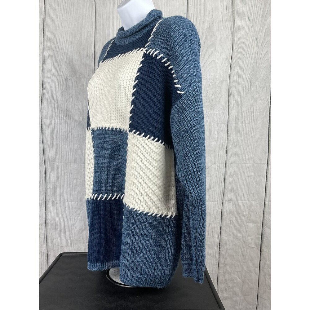 Spice of Life Womens Medium Vintage Long Sleeve Blue White Sweater Patchwork - Picture 5 of 11